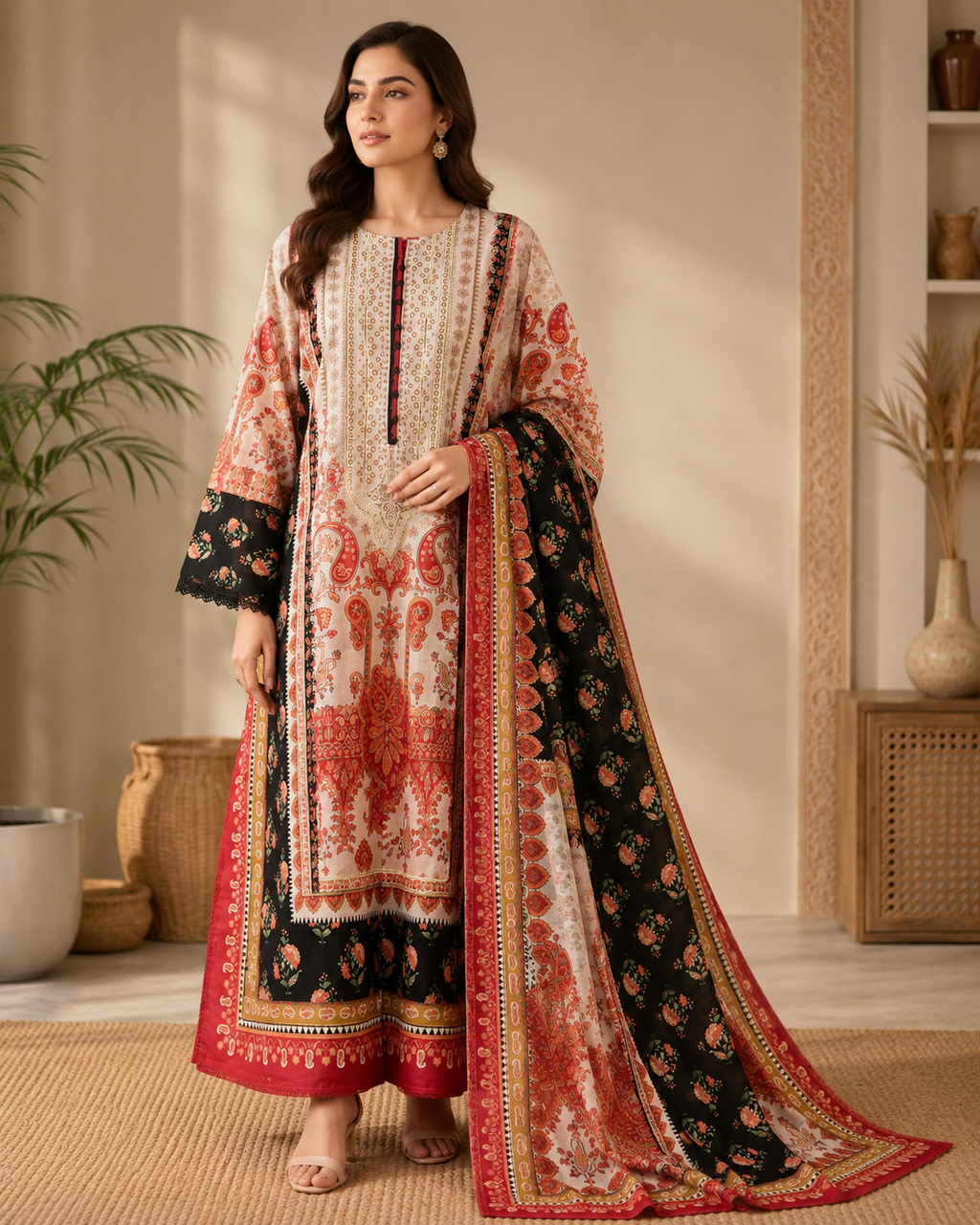 Lawn Kaftan 3pc