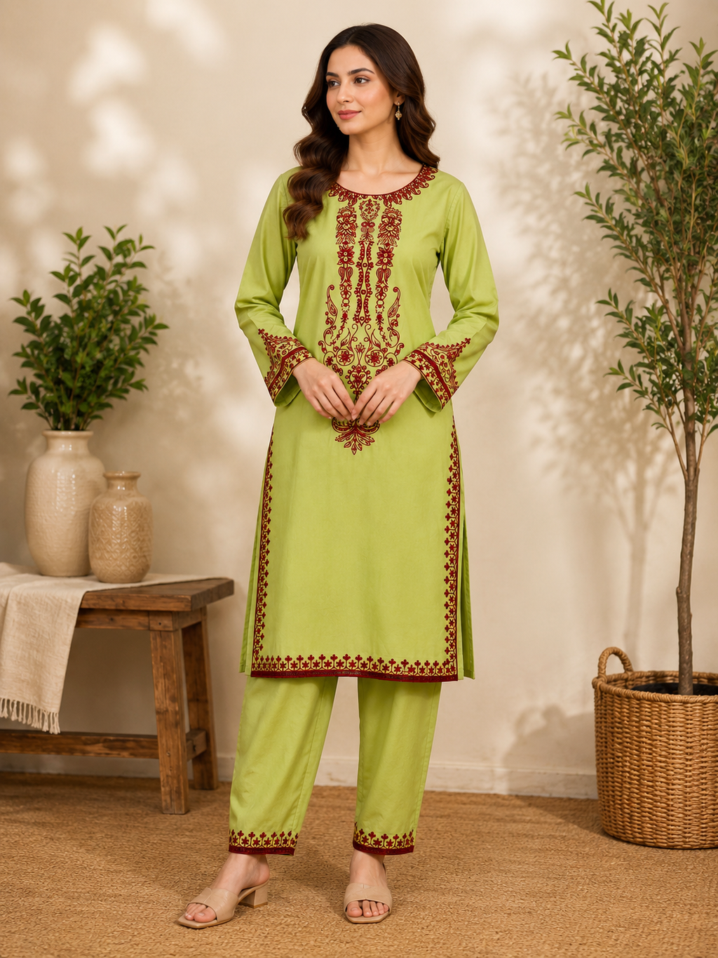 Embroidered 2 Pc Suit