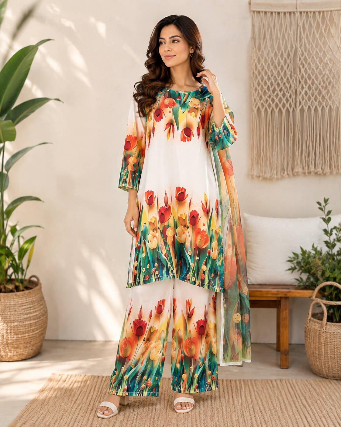 Crepe Silk 3 Pc Cord Set