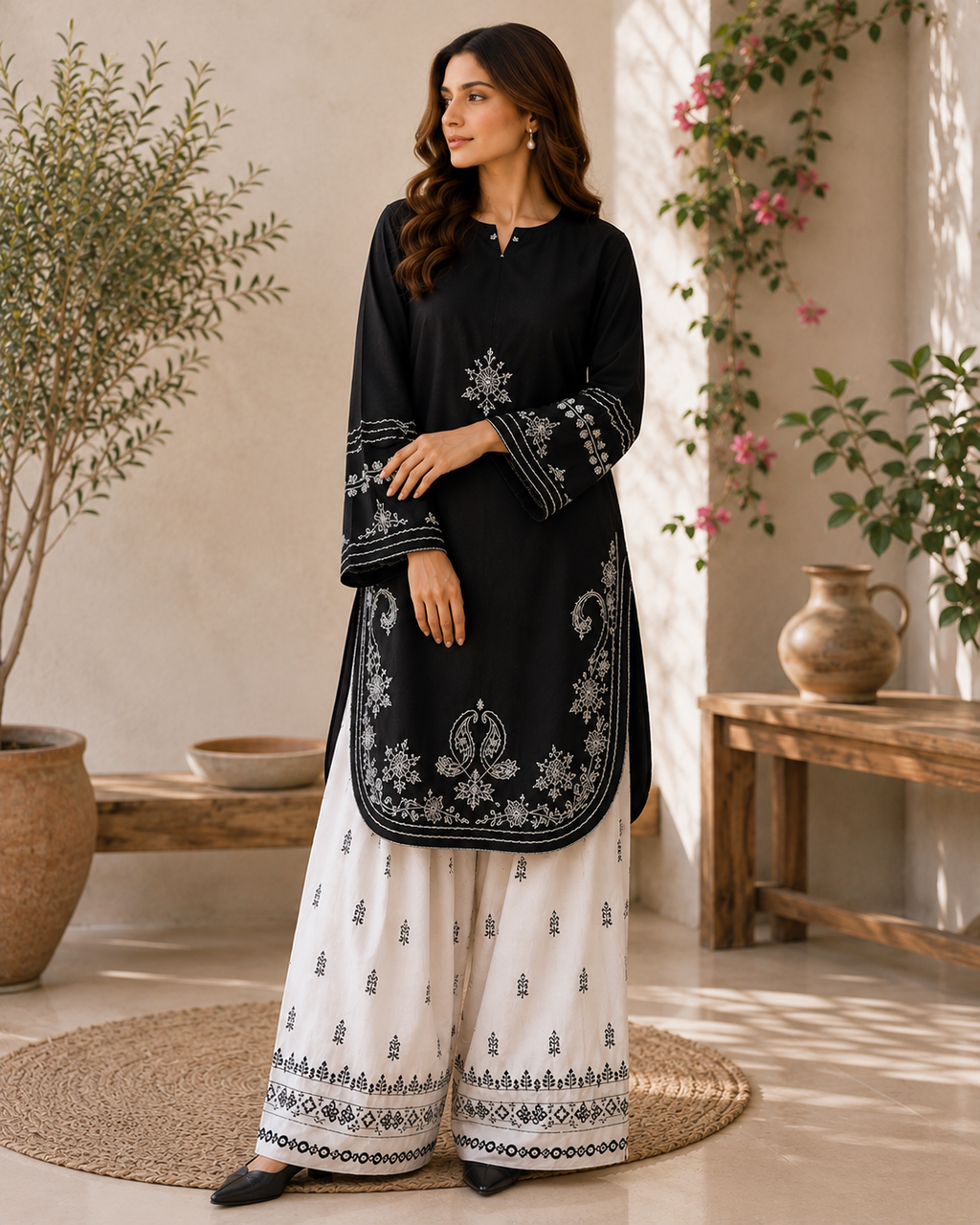 Embroidered Farshi Shalwar Set 2 Pc