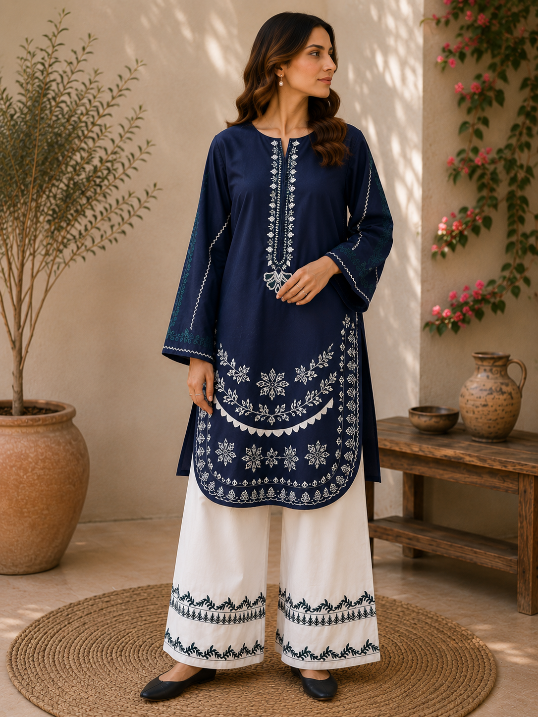Embroidered Farshi Shalwar Set 2 Pc