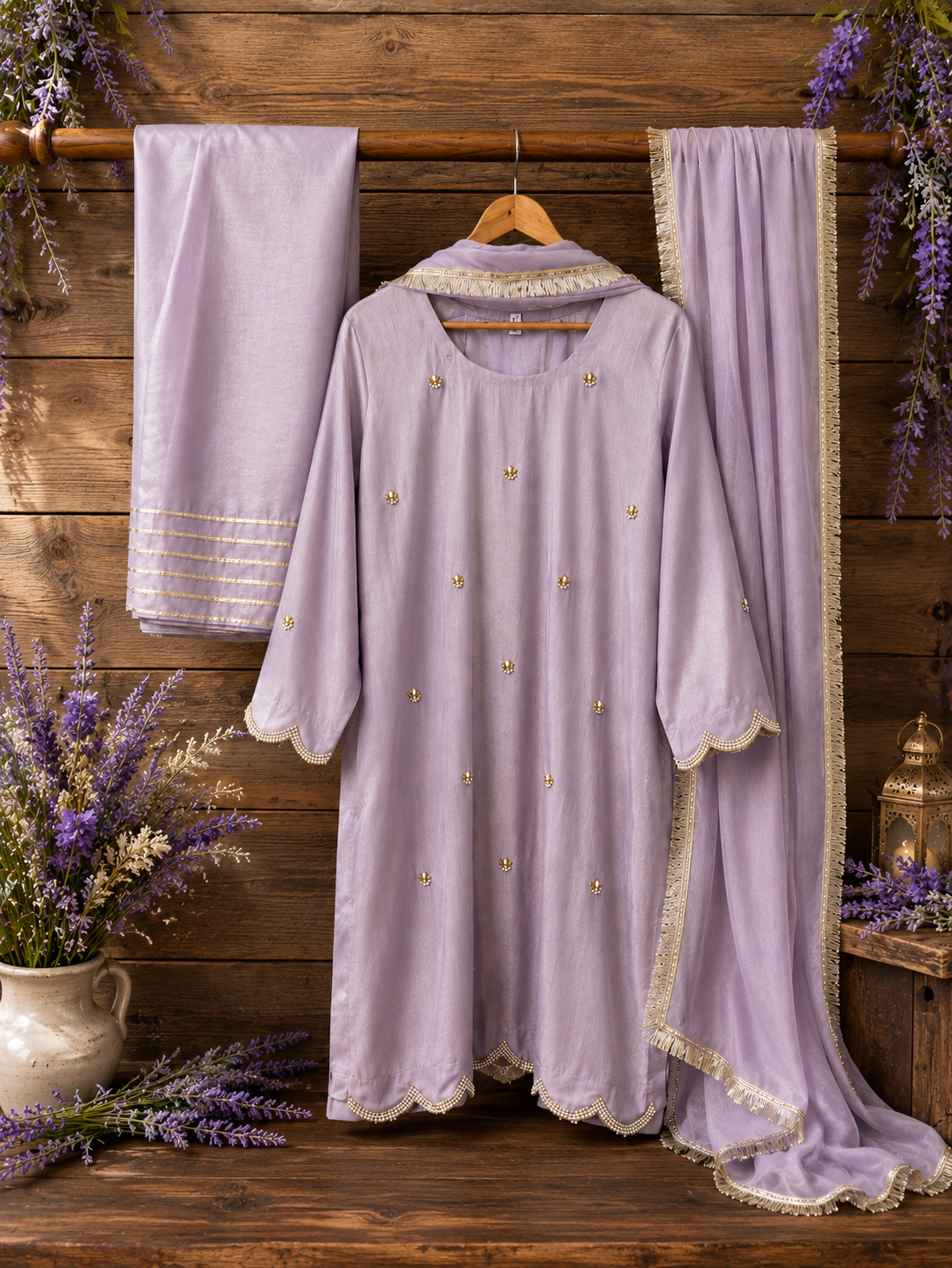 Fancy 3 Pc Farshi Shalwar Suit
