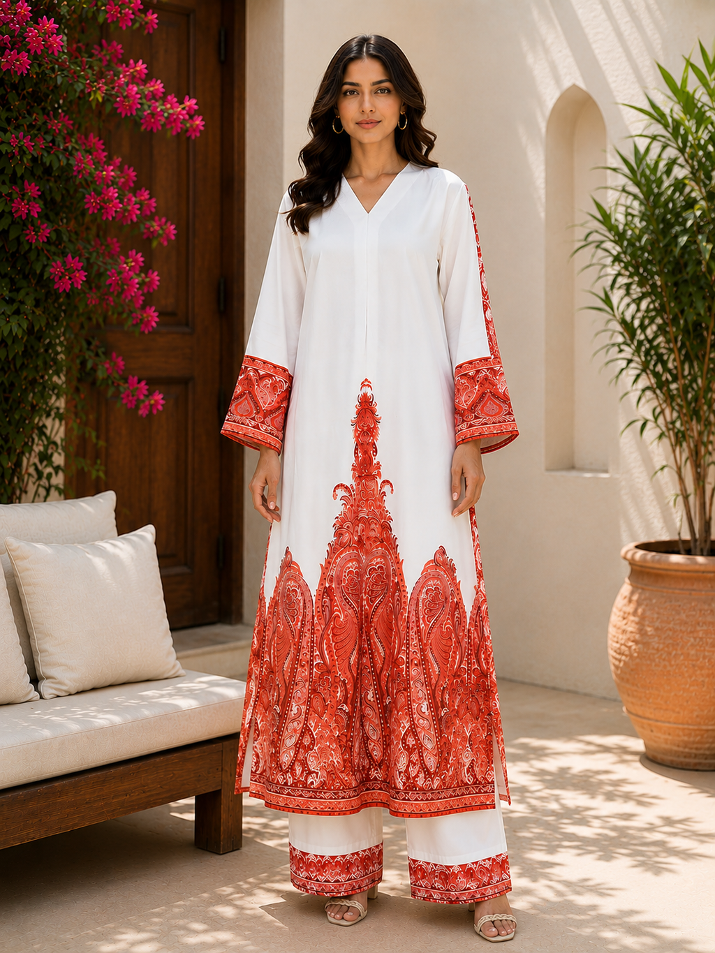Silk Crepe Kaftan 2 Pc