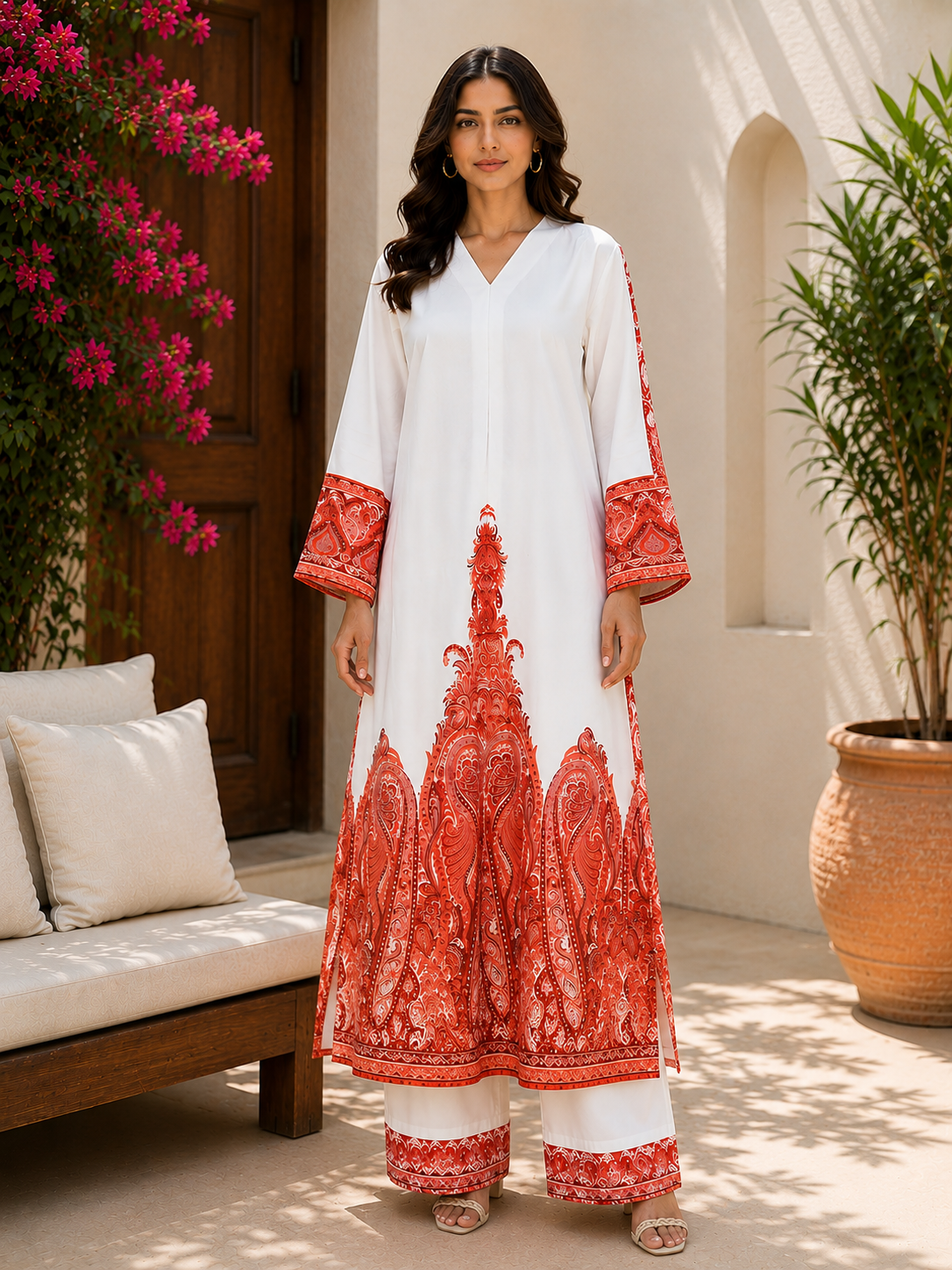 Silk Crepe Kaftan 2 Pc