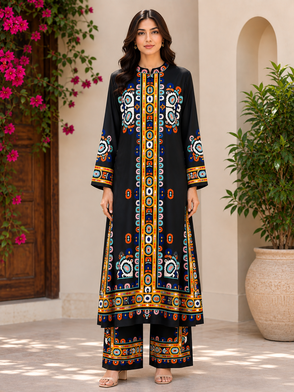 Silk Crepe Kaftan 2 Pc