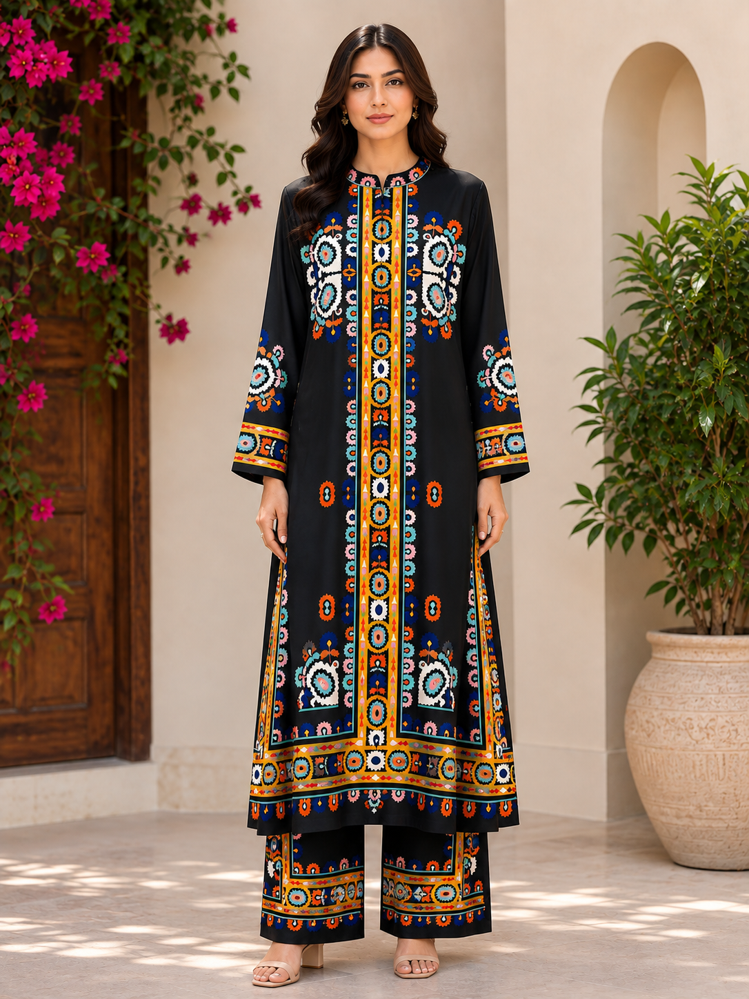 Silk Crepe Kaftan 2 Pc
