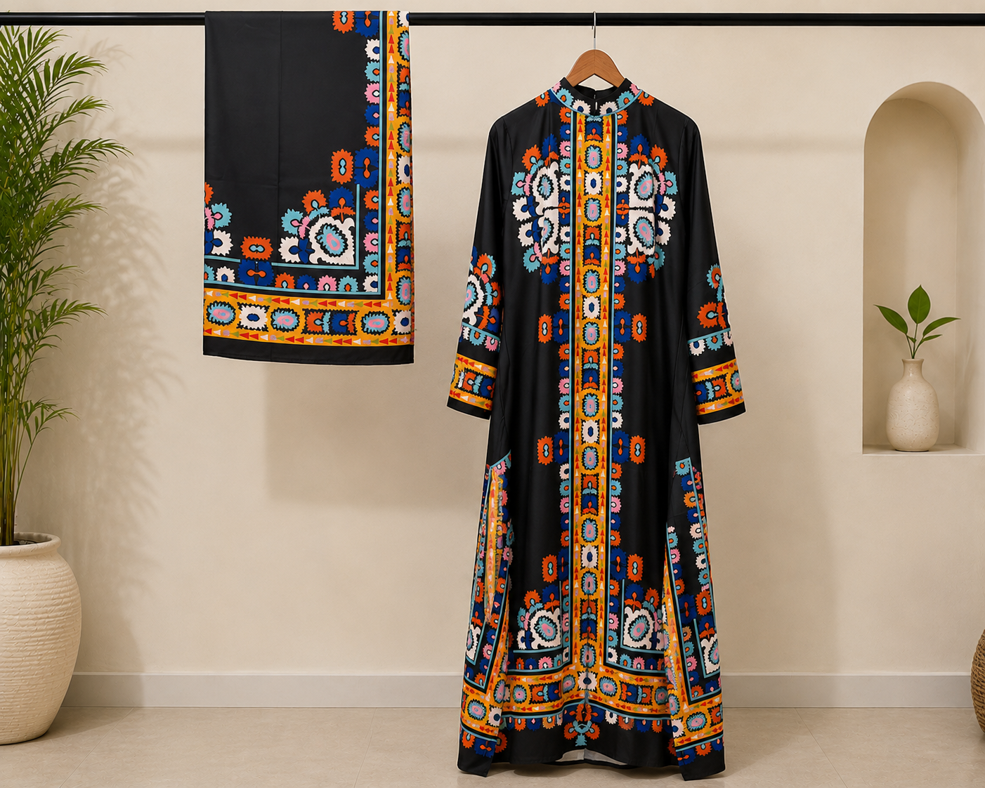 Silk Crepe Kaftan 2 Pc