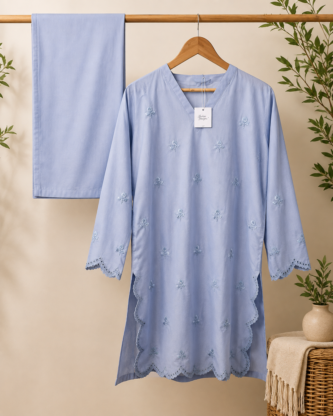 Embroidered Chickenkari 2 Pc Suit