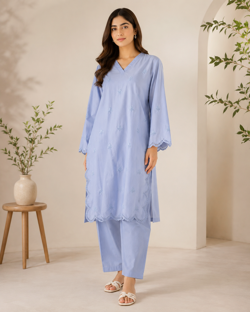 Embroidered Chickenkari 2 Pc Suit