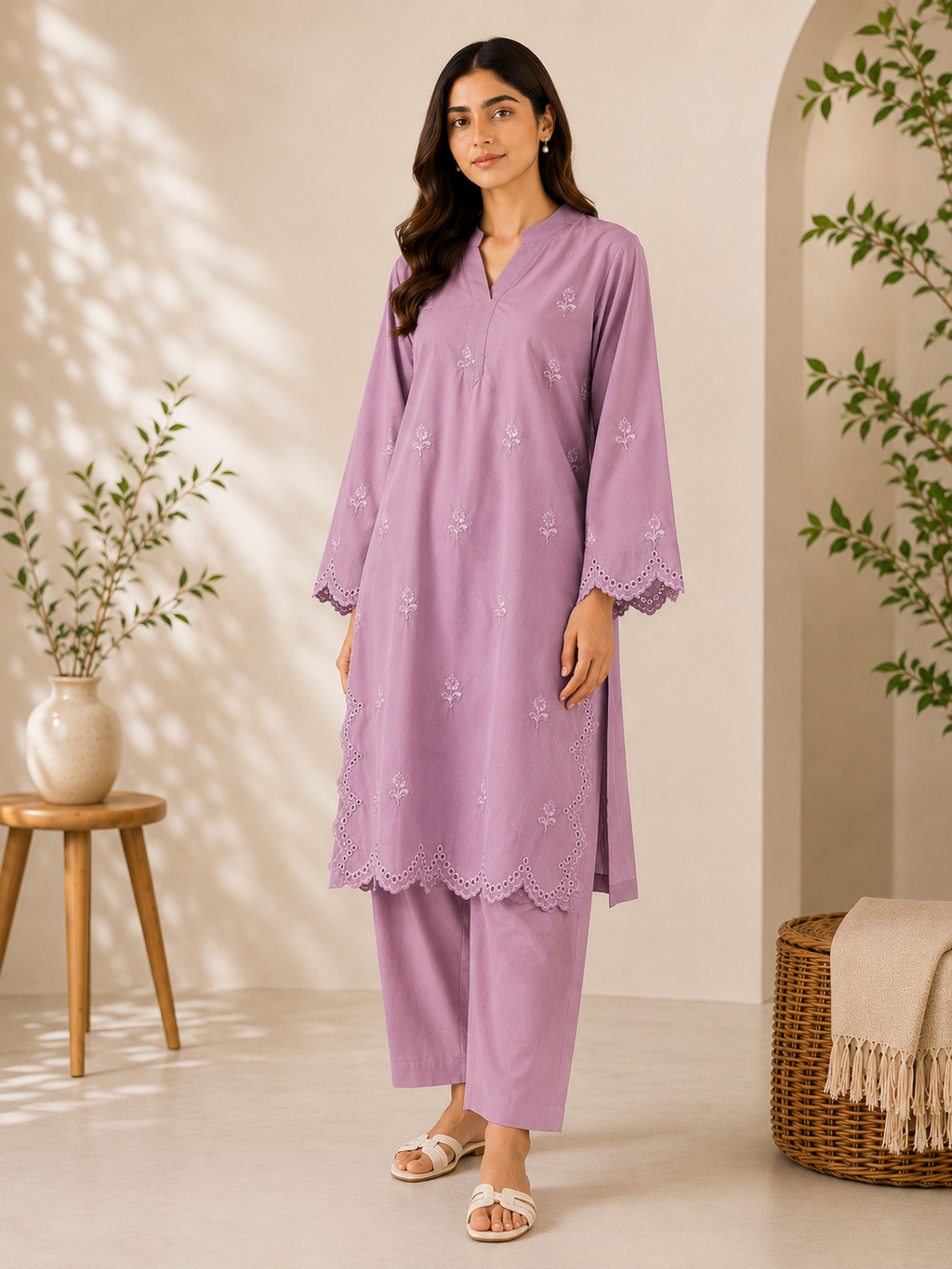 Embroidered Chickenkari 2 Pc Suit